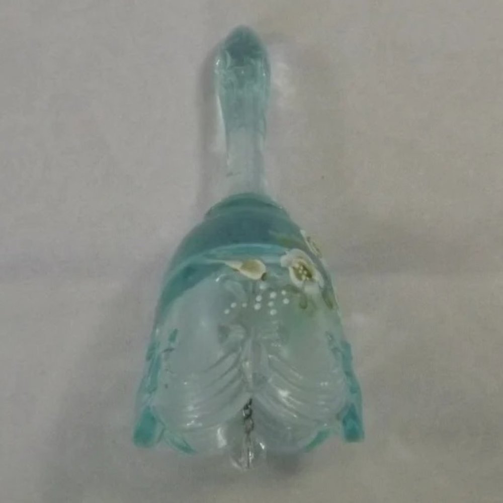 Fenton Glass Blue Hand-painted Bell with Flowers, 100 Years! - Picture 9 of 10